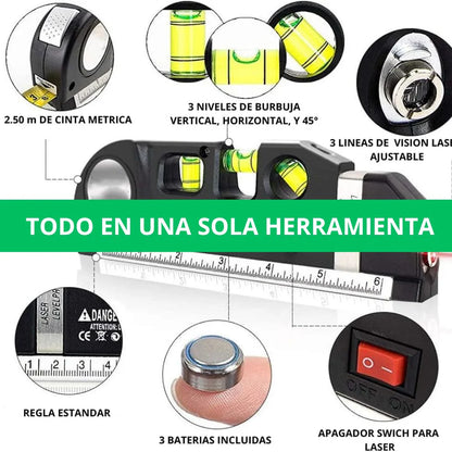 NIVEL + LASER + METRO + REGLA (4 en 1) / LEVELPRO3® : ¡Tus proyectos SIN ESTRÉS! 🚀